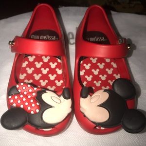 Mini Melissa Ultra Red Disney shoes. Size 5.